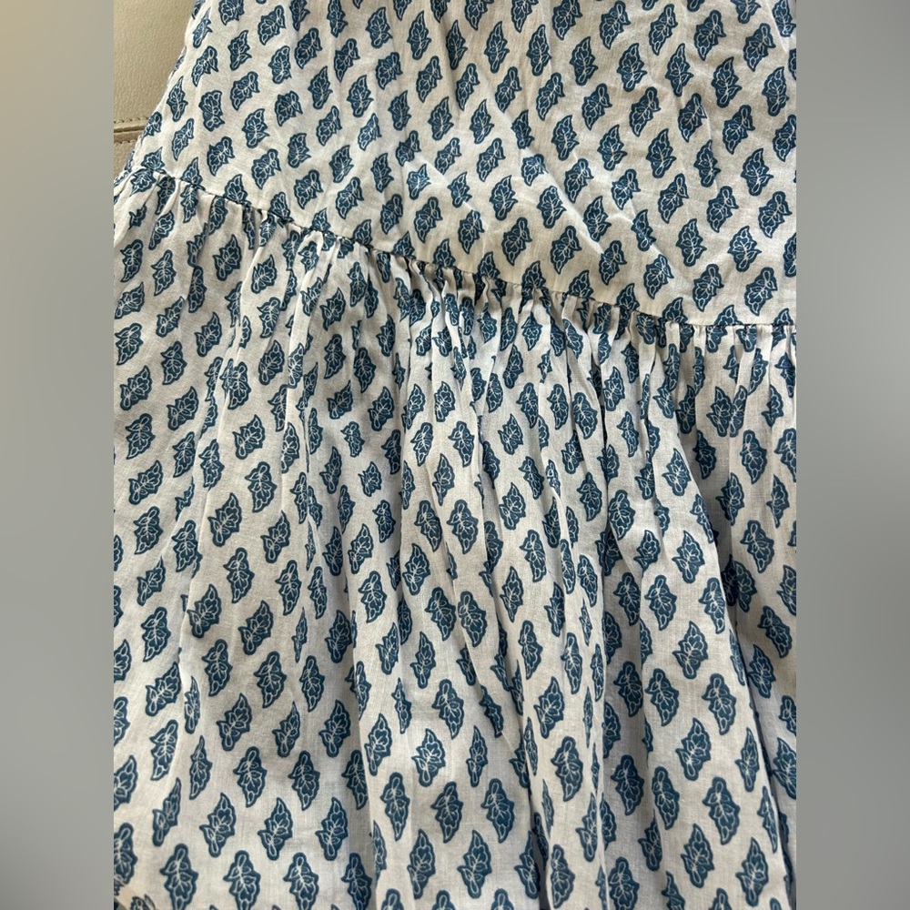 Zara Light Blue Tiered Maxi Skirt pockets cotton size S-M - Picture 3 of 6